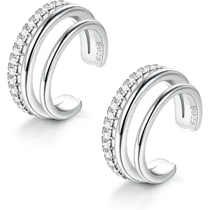 MILACOLATO 2-3 Piece Ear Cuff Set Women's 925 Sterling Silver Ear Cuff Ear Cuff Gold Helix Cartilage Clip Wrap Earring Fake Piercings Ear Cuff