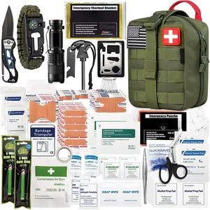 250 Pieces Survival First Aid Kit IFAK EMT Molle Pouch Survival Kit Outdoor Gear Emergency Kits Trauma Bag for Camping Boat Hunting Hiking Home Car Earthquake and Adventures