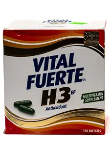 Vital Fuerte H3 Edible Dietary Softgels - 100-Count Multivitamin Antioxidant Healthcare Supplement