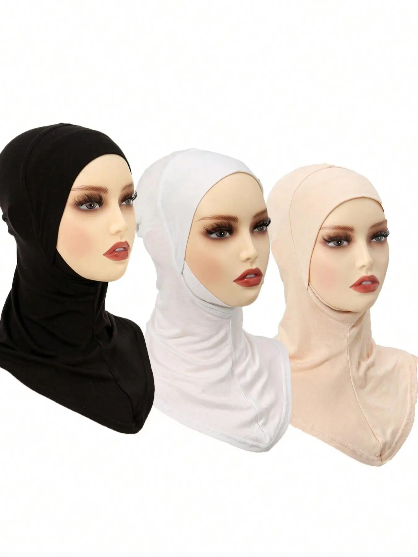 Women's Solid Color Instant Hijab, Casual Elastic Neck Cover Hat, Versatile Simple Muslim Headscarf for Daily Wear