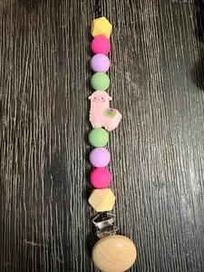 Handmade beaded pacifier clip-No llama drama