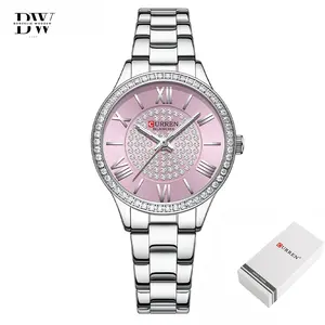 Curren Women's Blanche Rhinestone Watch (Dial 3.2cm) – Elegant Rose Gold Bezel, Waterproof Fashion Watch with Dazzling Rhinestone Dial, Stainless Steel Band – Perfect Gift for Mother’s Day