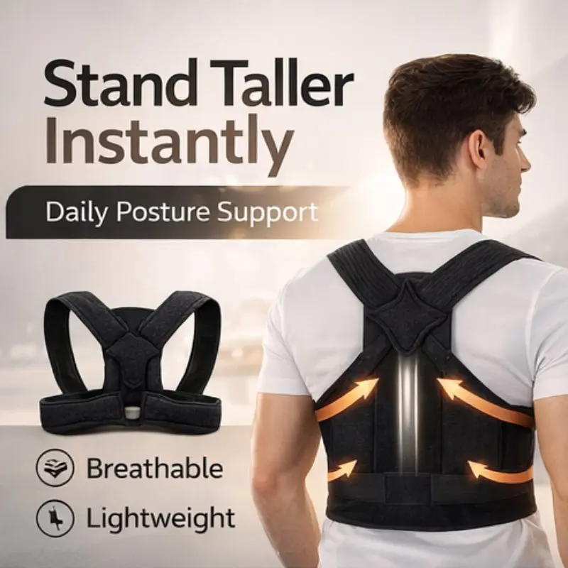 Men's Posture Corrector Belt with Shoulder and Waist Support, Wide Shoulder Straps and Waist Belt, Breathable Lightweight Design, Suitable for Office, Sports, Commuting, and Daily Wear, Four-Season Use, Breathable Brace, Back Correction Band