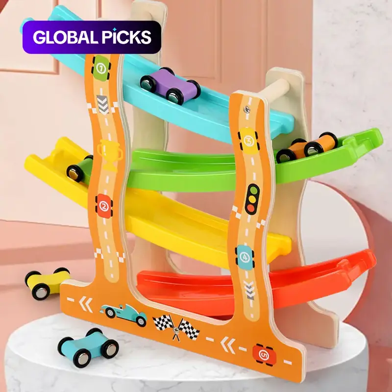 Wooden Race Track Car Toy, 1-Box Colorful Montessori Learning Car Ramp Toy for Kids, Perfect Gift for Holidays and Birthdays #GLOBAL PICKS
