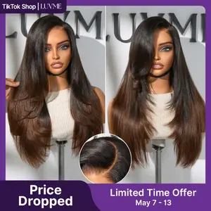 【LIVE】Luvme All-Day Comfort™ Wig Ombre Brown Layered Yaki Straight Glueless 7x6 Closure HD Lace Human Hair Long Wig Pre-Cut Lace Limited Time Offer TikTok Exclusive #luvmenewarrivals