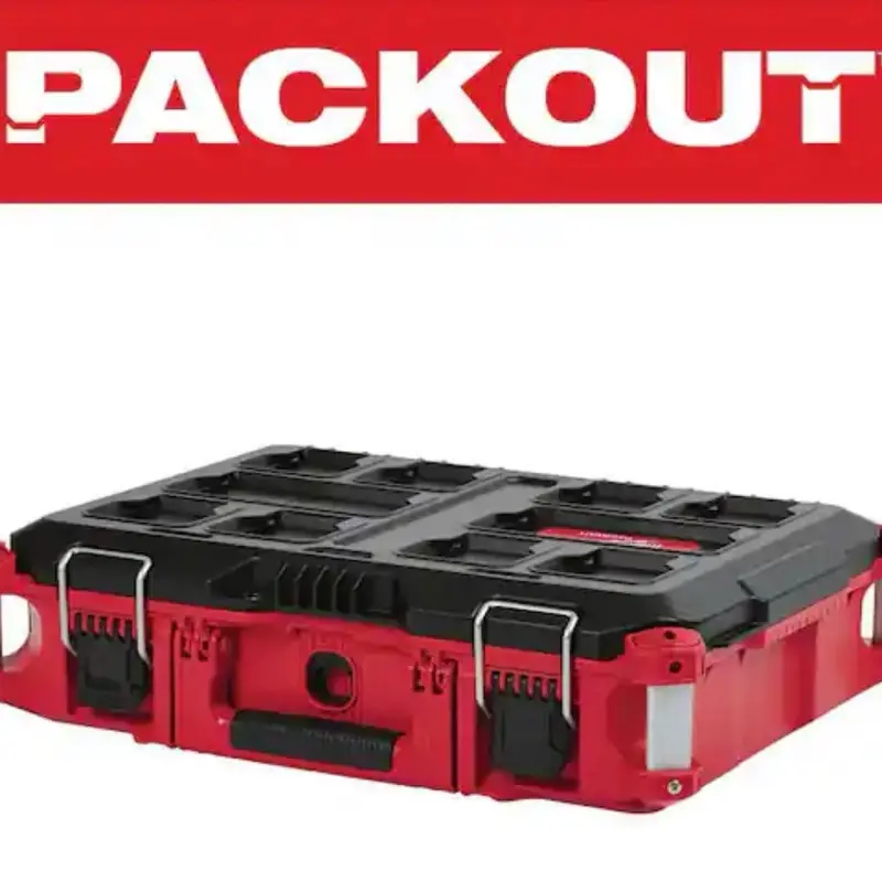 Milwaukee PACKOUT 22-in Medium Red Tool Box - 75 lbs Weight Capacity, Tool Organization Solution, Compact Storage for DIY Enthusiasts, Garages & Workshops