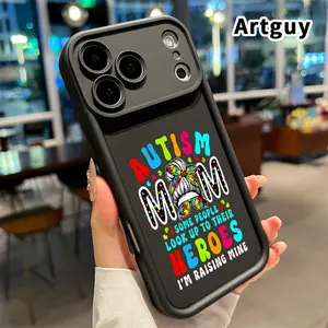 Phone Case for iphone 17 Pro Max 16 Plus 15 14 13 12 11 XR Air E Autism Mom Hero Pattern Soft Matte TPU Armor Lens Protection Rugged Phone Back Cover for Boy