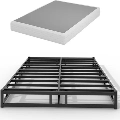 【Fall Deals For You】Queen Size Sturdy Steel Box Spring Bed Frame, 5-7 Inch Low Profile Mattress Foundation with Washable Cotton Cover, Quiet Base, Easy Assembly, Fits All Bed Types, Bed Frames