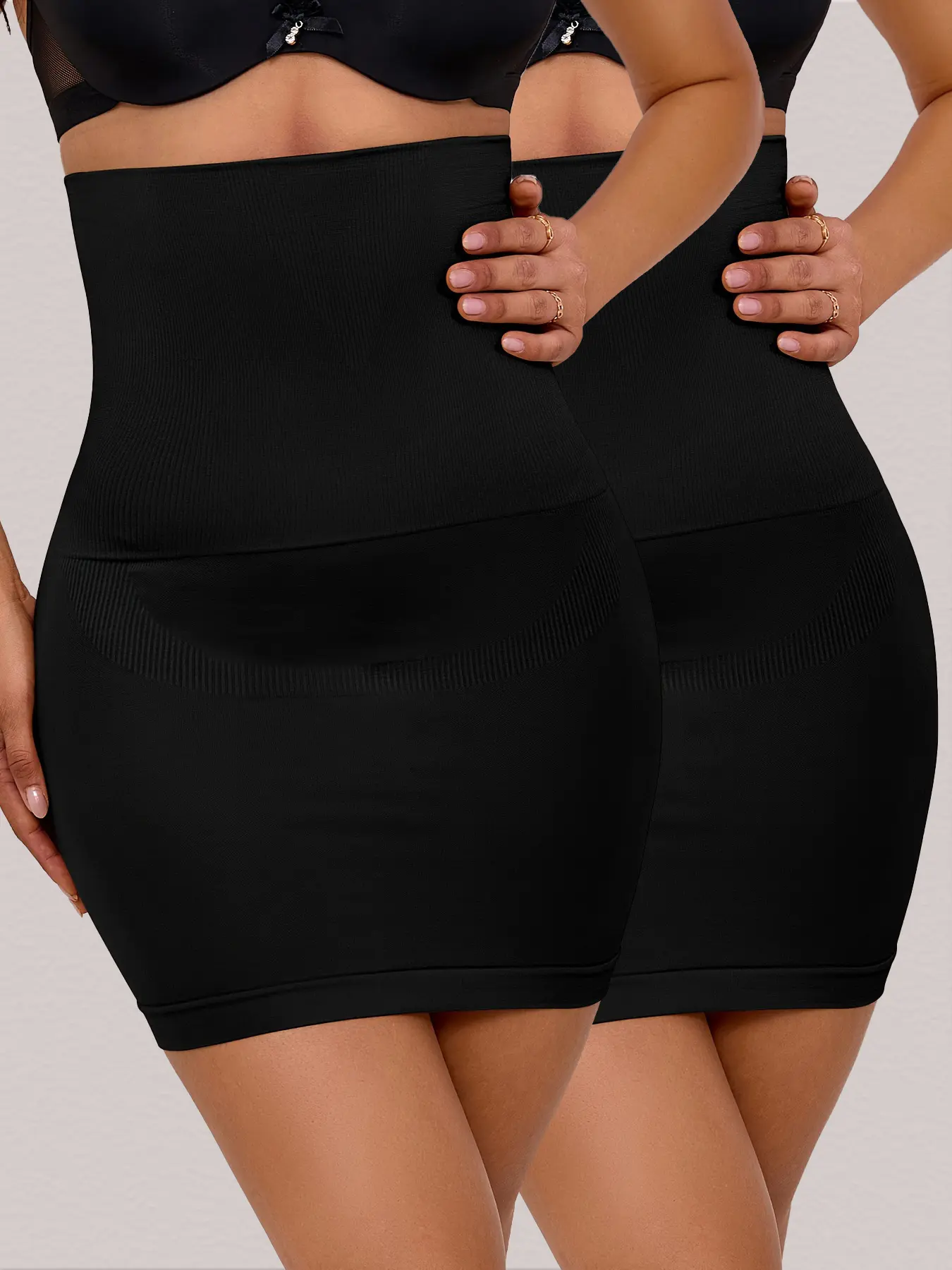 2 piece set of women's high-waist tummy control shaping half skirts, waist-cinching, sexy tight pencil skirts, basic layer skirts