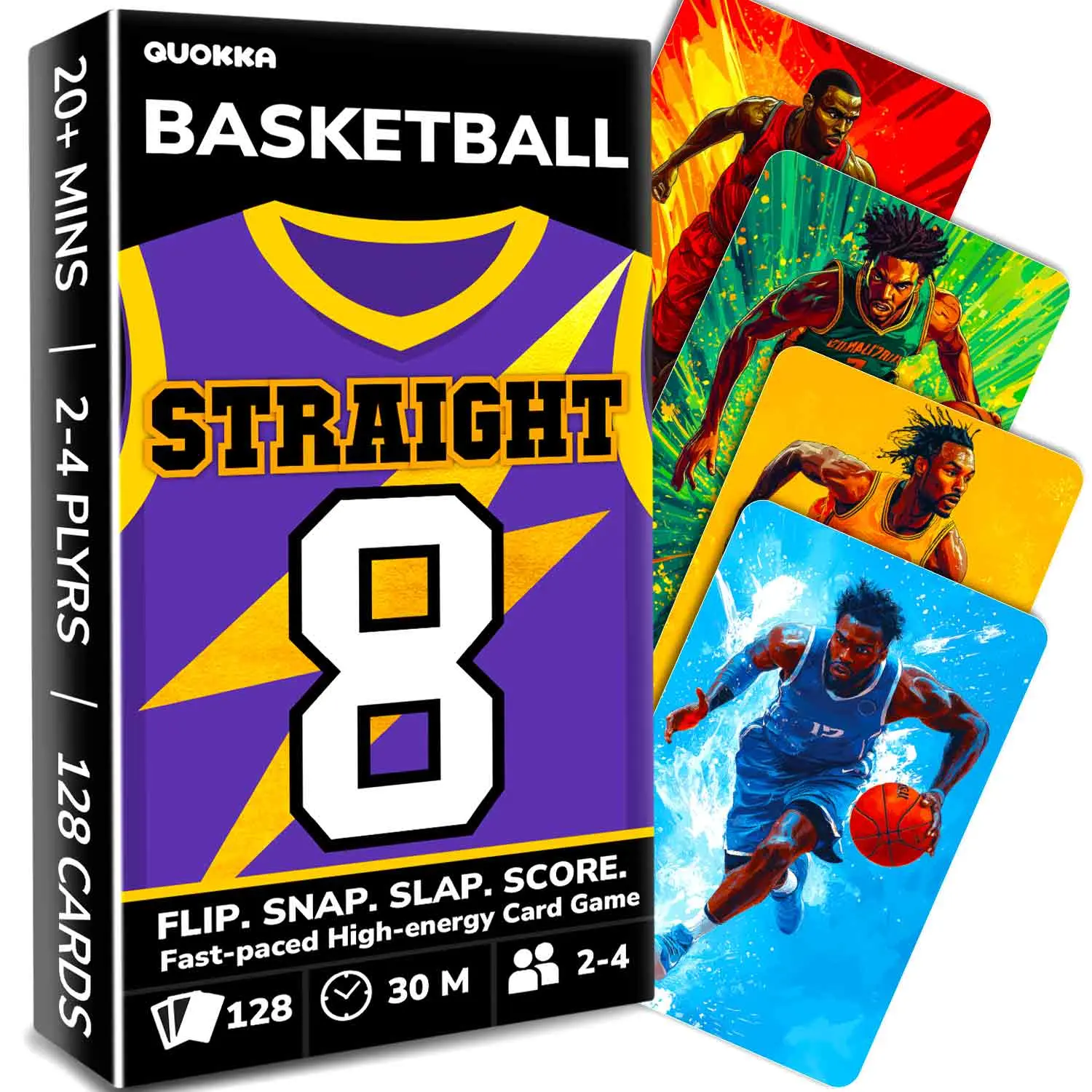 QUOKKA Basketball Party Card Game for Kids & Adults - 128 Cards, Easy Rules, Quick Matching Fun, Party Cards Game