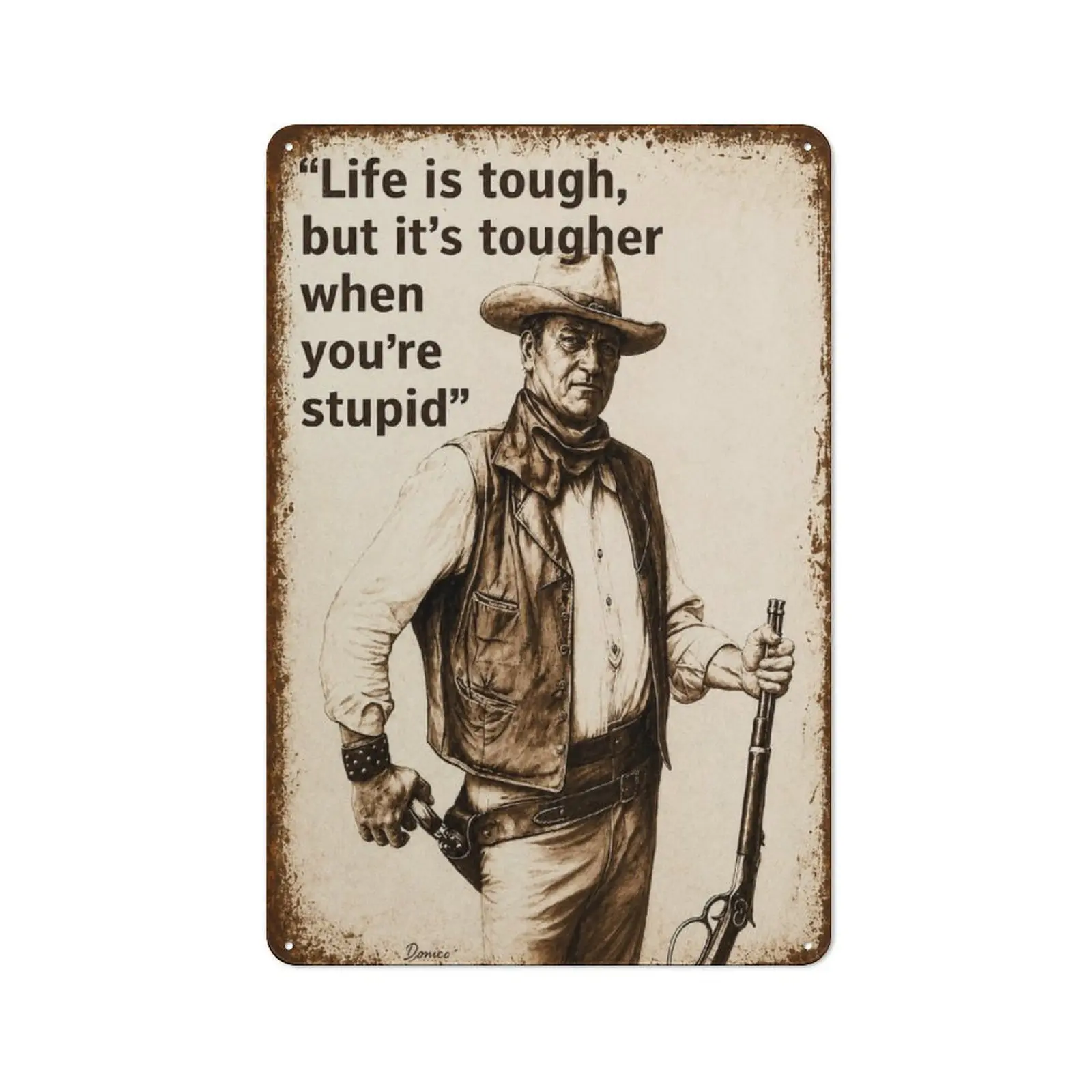 Legendary Cowboy Metal Tin Sign - 8x12 Inch Vintage Indoor/Outdoor Weatherproof Wall Decor, Dustproof Home Decoration Plaque