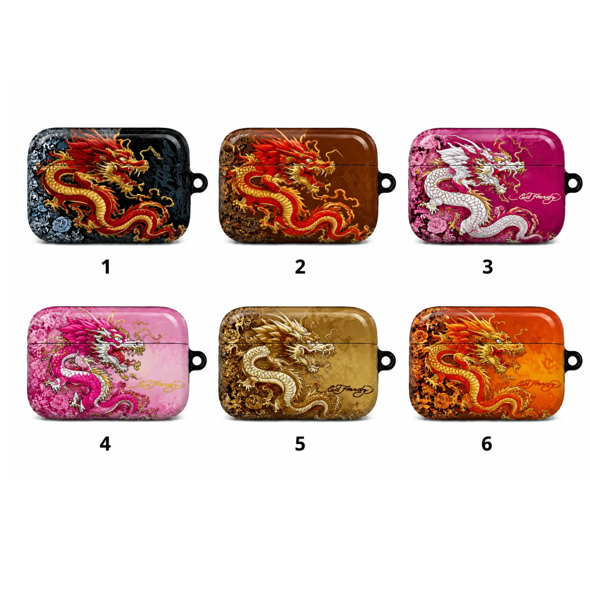 Ed.Hardys Style Dragon Airpods Case Y2K Vintage Streetwear Phone Cover for Airpods 1 2 3 4 Pro 1 2 3