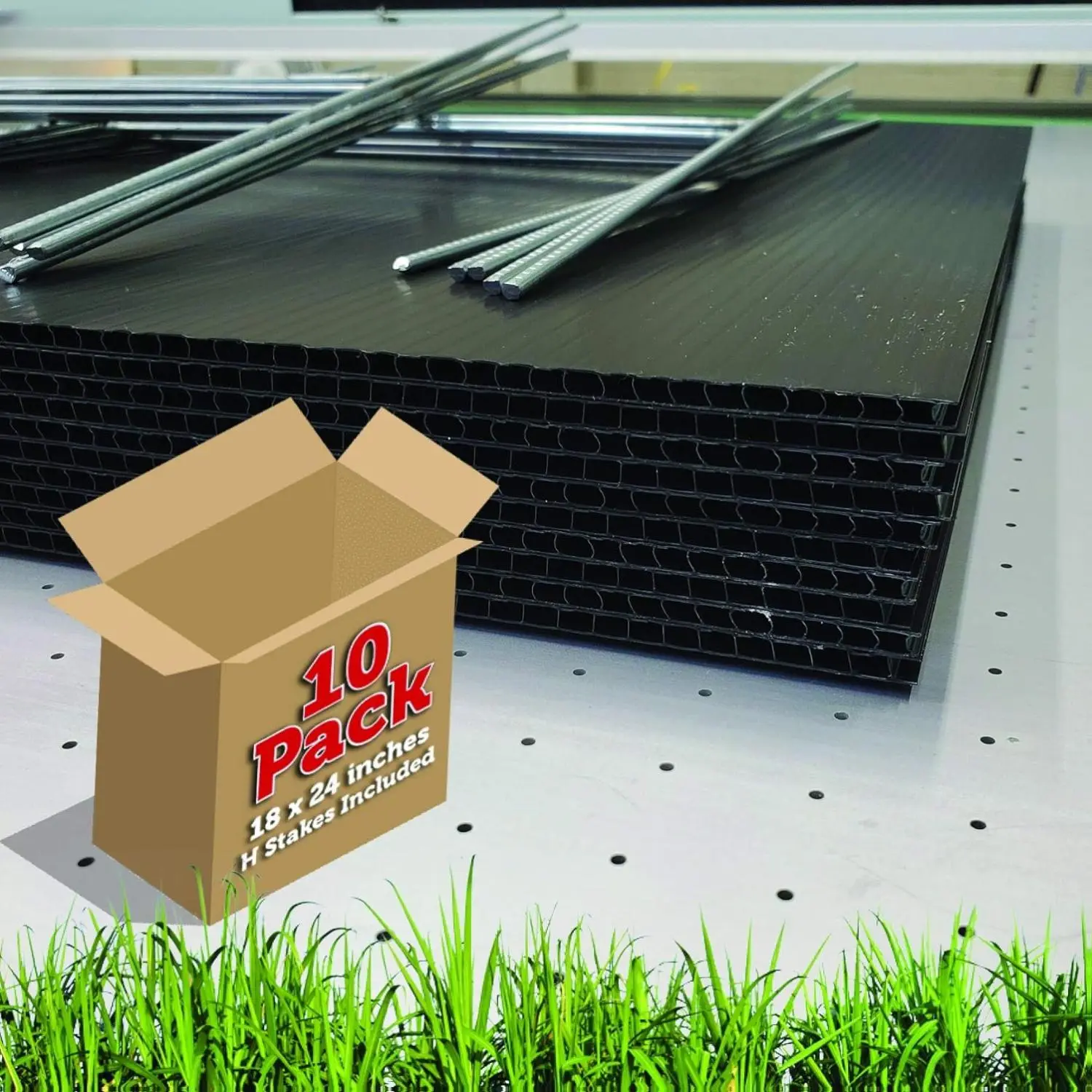 18inch x 24inch (10 Pack) Blank Black Yard Signs with Stakes | Create Your own Message with Blank Yard Signs | 4mm Black Corrugated Plastic Yard Sign