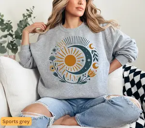 Celestial Sun Moon Sweatshirt, Moon and sun sweatshirt, Cozy Jumper, Graphic Pullover, Nature Lover Gift, Boho Style Top, Fall Gift for Her Hoodie - Sweatshirt
