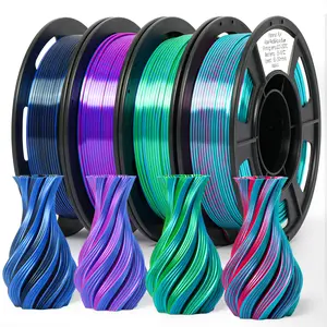 Epelay 3D Printer Filament Dual Color Shiny Silk PLA 1.75mm 4 x 250g Spools Deep Blue Black Purple Sky Blue Green Aqua Blue Rose Red for FDM Printers