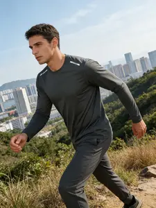 [Father’s Day Gift] Unisex Quick-Dry Solid Color Long Sleeve T-Shirt, Round Neck Casual Sports Shirt, All-Season Fitness Running & Basketball Top, Multiple Colors