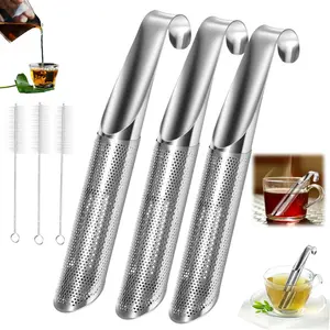Tea Infusers For Loose Leaf Tea Stainless Steel for Office Home Travel Set of 3 Includes Strainers Cleaning Brush