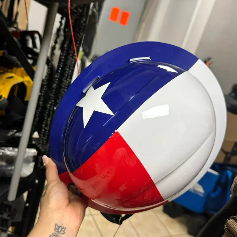 Zeluga 15-457 HDPE Full Brim Hard Hat, Construction Safety Helmet with Vented Holes, 6 Point Adjustable Ratchet Suspension, ‎Meets ANSI/ISEA Z89.1, Flag