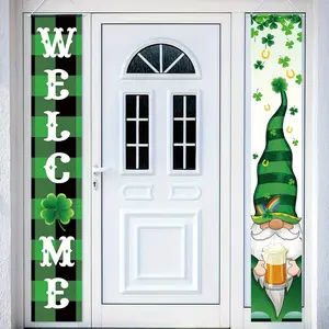 St. Patrick's Day Gnomes Banner Decorations, Saint Patty's Day Porch Sign, Shamrock Welcome Banners, Irish Luck Day, Outdoor Indoor, Party Decorations Banners