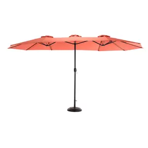14.8 Ft Double Sided Outdoor Umbrella Rectangular Large with Crank ( Orange )(No Base)