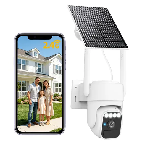3-Link Solar Powered Outdoor WiFi Surveillance Camera - IP65 Waterproof Motion Detection, Pan-Tilt Control, 1080p Night Vision, 2-Way Audio, Recording, Micro SD Support, Rechargeable Batteries, Wall Mount Smart Home Security Cameras & Systems Gadget