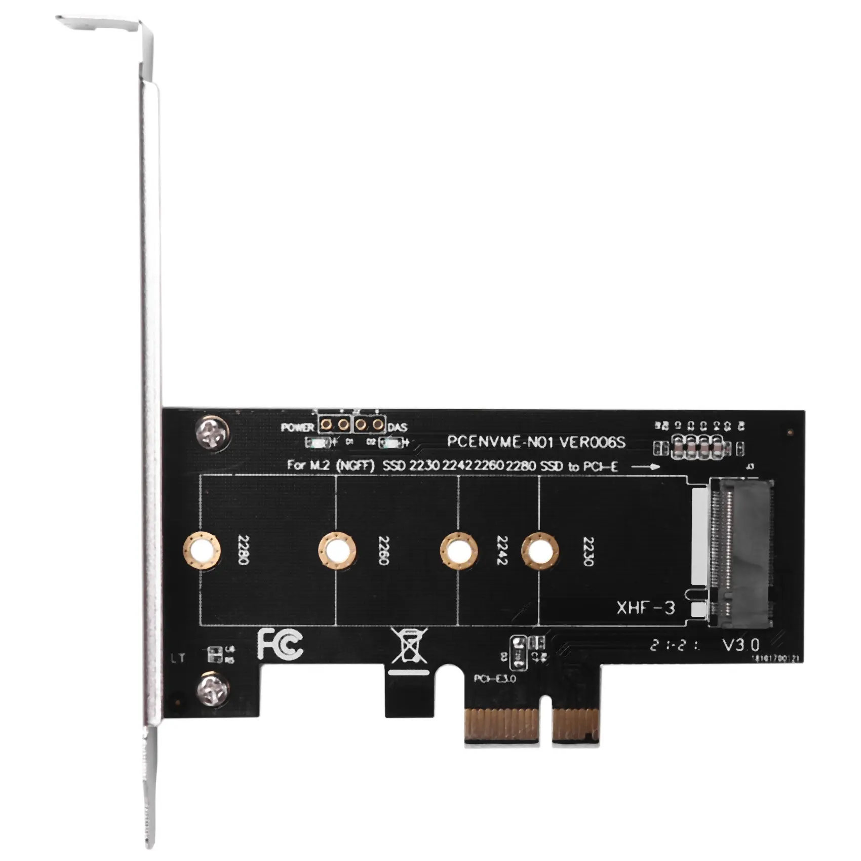 NVMe PCIe to M.2 NGFF Internal Adapter Card - Low Profile PCI-Express 3.0 x1 Signal Riser with Differential Line Alignment, Supports Lite-On T10 NVMe Protocol & 22xx (2230,2242,2260,2280) Sizes