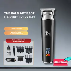 Km-1512 Liquid Crystal Digital Display Fast Charging Oil Head Carving Hair Cutter Trimmer Clipper Adjustable Clipper with Trimmer Handle Grip for Home Grooming
