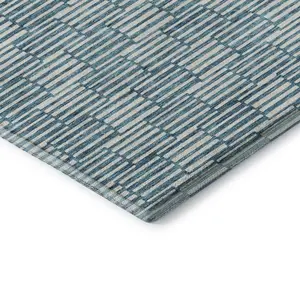 HomeRoots 673018 9x12 ft. Teal & Beige Abstract Geometric Rectangular Area Rugs, Machine-Made, Washable, UV-Protected Rectangle Area Rug