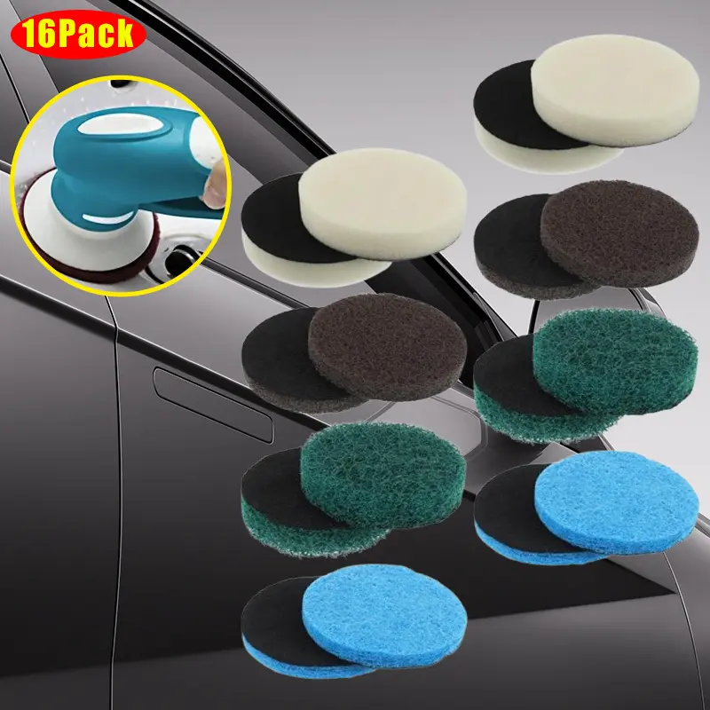 16Pcs Emery Drill Brush Multi-Pad Set - Durable and Reusable Nylon Fiber Cleaning Drill Attachment, Different Pads for Clean and Scratch Free Surfaces, Scratch-Free Home Improvement Accessory for Kitchen/Bathroom, Rust/Scale Remover, Dishwasher Safe