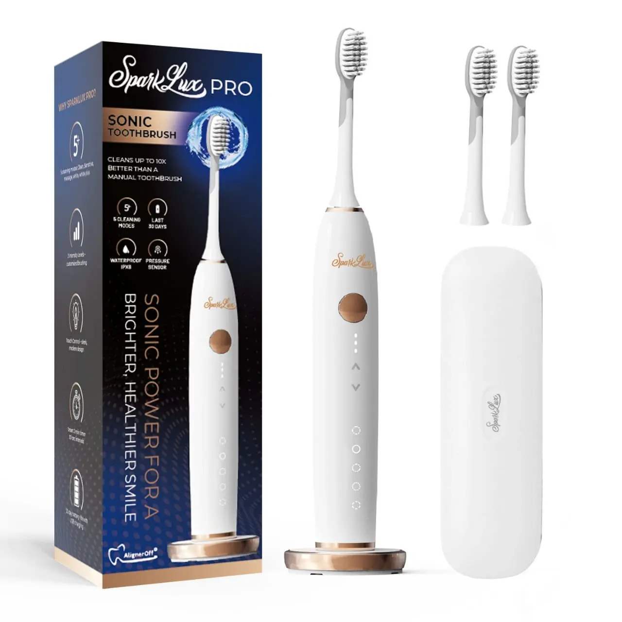 SparkLux Electric Toothbrush | Sonic Deep Clean | Rechargeable | Pressure Sensor | 5 Cleaning Modes