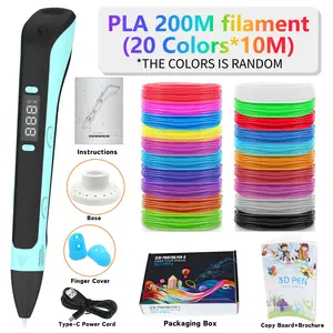 3D Printing Drawing Pen Set - DIY Drawing and Printing Tool, 200M PLA Filament, Finger Protectors, Sketchbook, and Base，Multi-Mode DIY Craft Tool with LCD Screen, Ideal for Youngsters' Art & Fun, Perfect Birthday or Christmas Gift