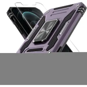 Case for iPhone 13 Pro Max with Slide Camera Cover+Screen Protector(1 Pack),Rotated Ring Kickstand Military Grade Shockproof Protective Cover 6.7 Inch-Deep Purple