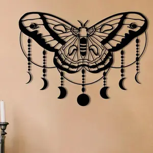 Moon Moth Wall Art, Metal Wall Decor, Wall Hanging Decor for Home, Bedroom, Hallway, Yoga Room, Mysterious Wall Decor, Room Decor, Hangable