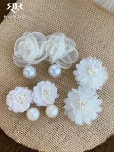 Women Floral Drop Earring Set, Floral Accents, Elegant Simulated Pearl Pendant Design, Perfect for Wedding & Daily Wear, All-Season Jewelry