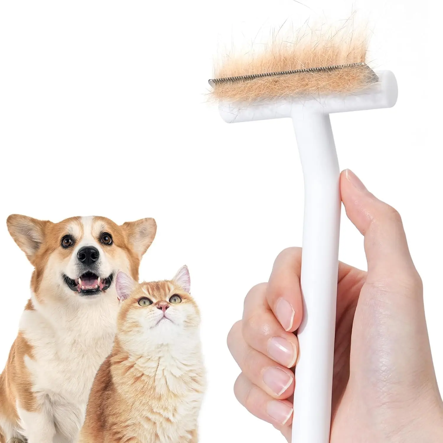 Pet Deshedding Brush for Short-Haired Cats & Dogs - Dematting Undercoat Tool, Gently Removes Loose Fur, Efficient Grooming Comb, Gently Remove Loose Hair, Highly Deshedder