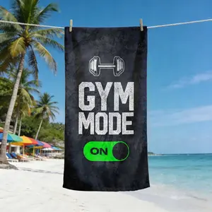 Gym Mode on Beach Towel, Lightweight Soft Absorbent Quick-Dry, Reusable Sun Protection, Ideal for Summer Vacation Travel Pool Camping Picnic