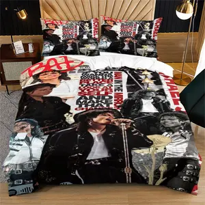 Michael Jackson print pattern soft and durable Decorative bedding duvet cover set, including 1 duvet cover and 1 or 2 pillowcases, without a core or pillow, suitable for children or adults as gifts, modern style fashionable bedroom bed decoration