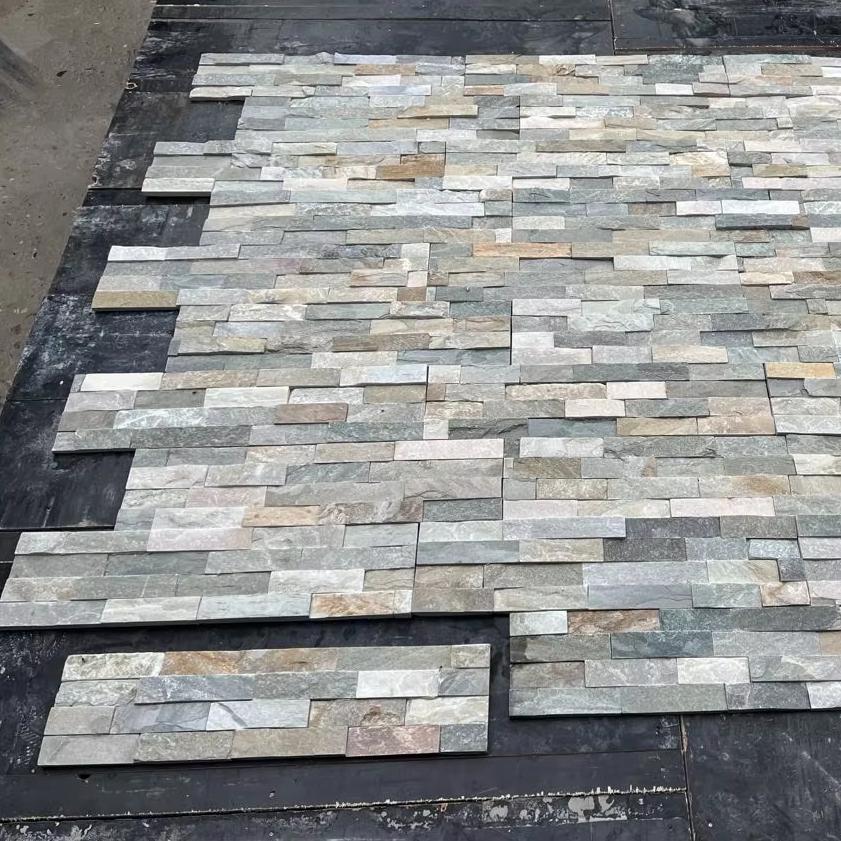 Natural multicolored Chinese slate quartz cultural stone—single slab for stacked wall cladding