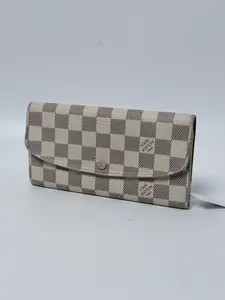 Pre-owned Louis Vuitton Canvas Long Envelope Wallet Emilie Damier Azur Rose Ballerine JE317LV