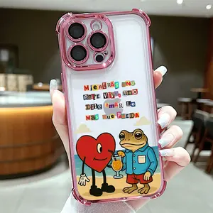Frog and Heart Life Quote Pattern Phone Case , Electroplated Cover with Airbag Shockproof Slim Soft TPU Cover for iPhone X 11 12 13 14 15 16 17 Pro Max Plus Air