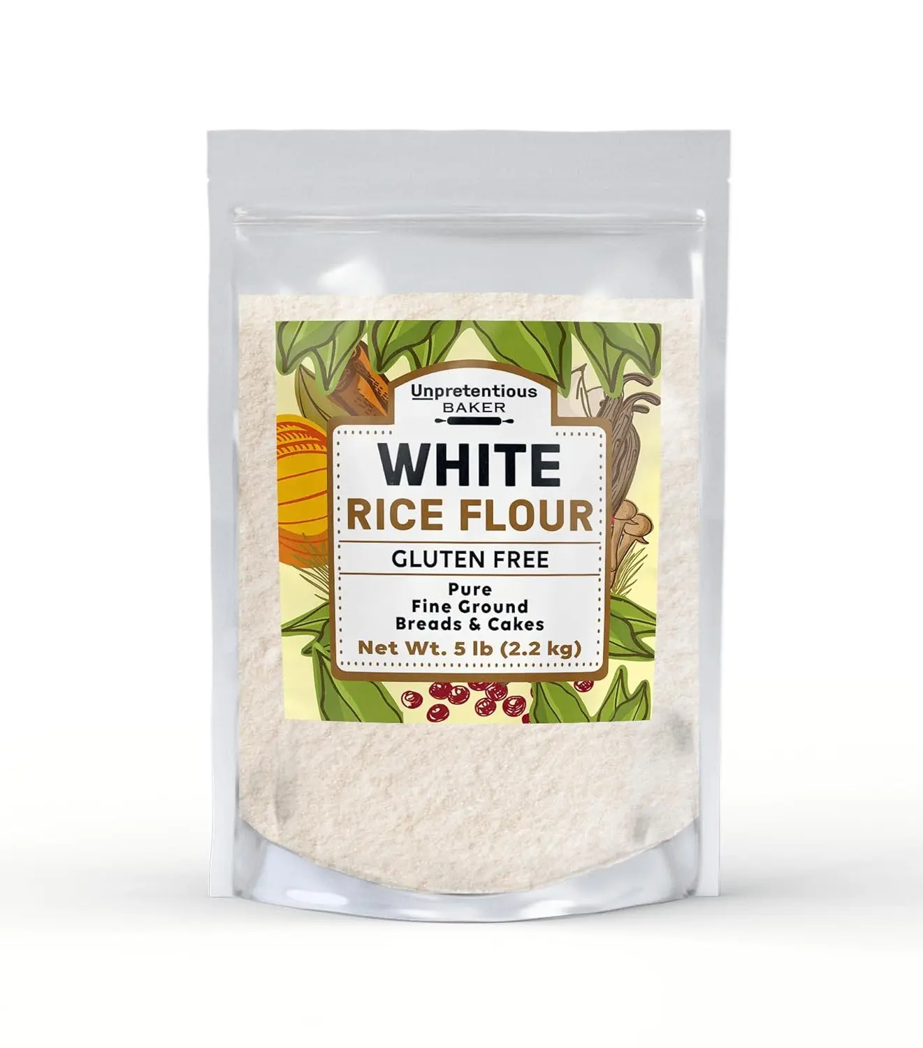 White Rice Flour By Unpretentious Baker, 4 lb, Cookies, Cakes, Muffins and Breads