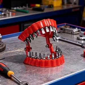 The Tooth-shaped Screwdriver Head Storage Bracket Can Accommodate 28 Bits The Bracket Can Be Folded and Used Screwdriver Drill Bit Ornaments Desktop Decoration Ornaments