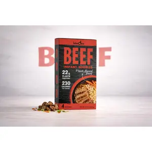 Kimdee High Protein Instant Ramen Noodles, Plant-Based Protein, Vegan, Low Carb, Not-Fried, Non-GMO - Beef Flavor