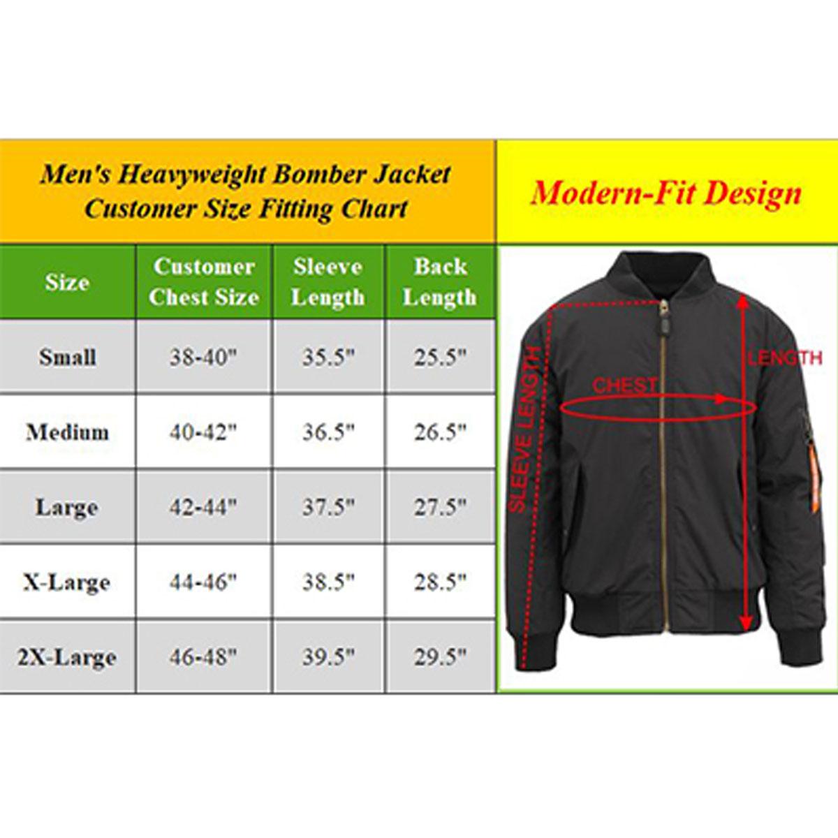 Men's Heavyweight MA-1 Flight Bomber Jacket (Sizes- S to 2XL)