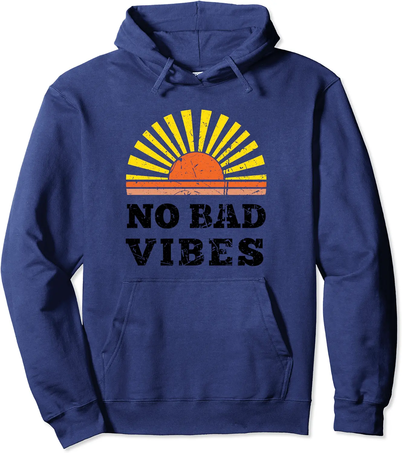 No Bad Vibes Summer Retro Sunset Think Positive Wellbeing Pullover Hoodie - Mohamedab Shop 22B0982TMNKZ