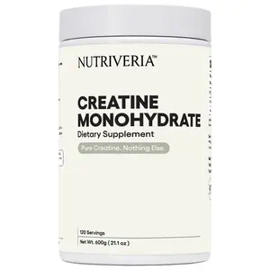 Nutriveria Creatine Monohydrate Powder Unflavored 600g, 120 Servings, 5g Per Serving, Micronized Creatine, Third-Party Tested, No Fillers, Vegan, Clean Performance & Recovery Support