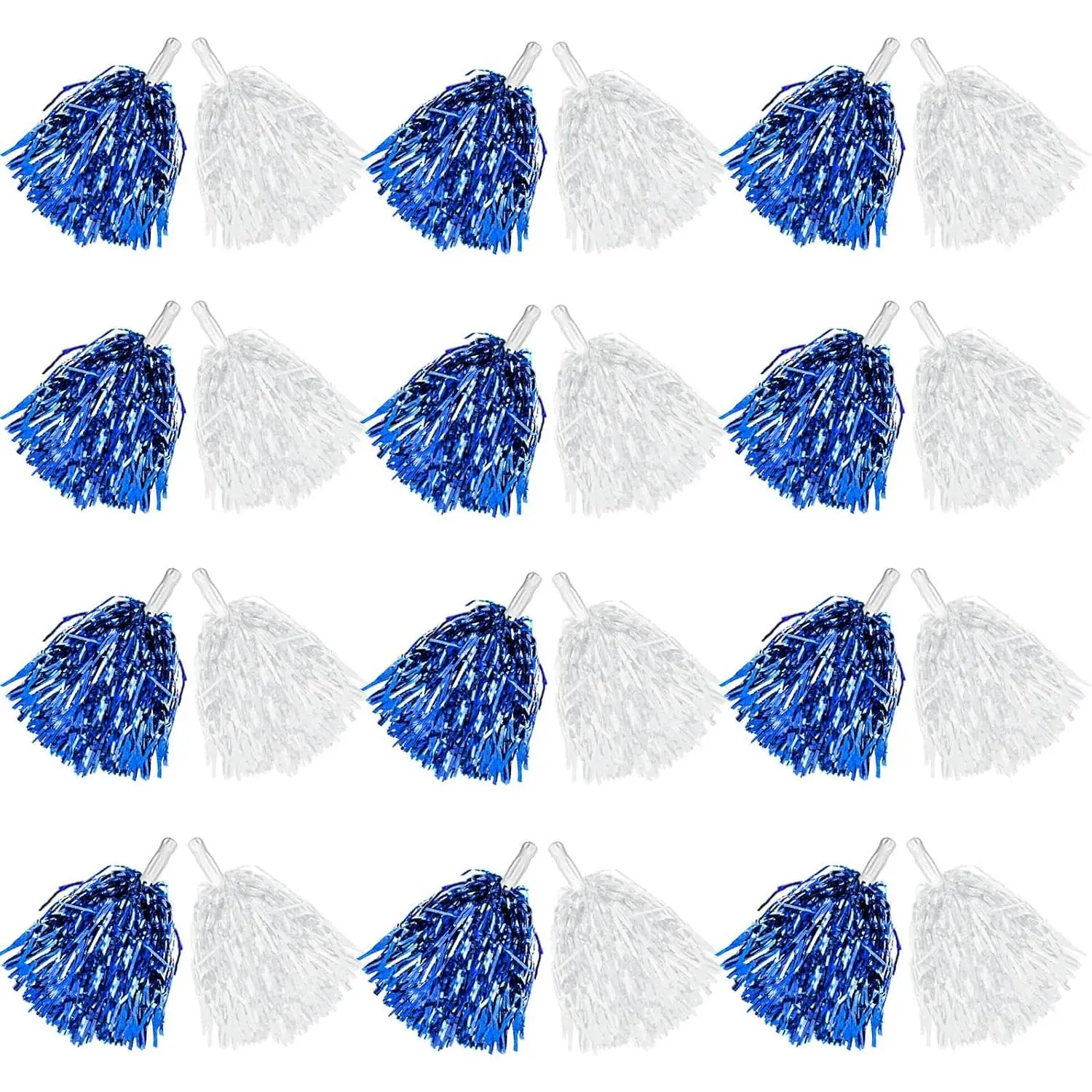 24 Pcs Metallic Cheerleading Pom Poms for Kids, Cheerleaders Cheer Pom Poms with Baton Handle, Cheering Squad Hand Flower for Adults Team Spirit Sports Game Dancing Party