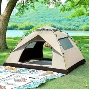 78x78x59" 4-Person Auto Pop-Up Tent with 2 Doors Windows Oxford Fabric Camping Equipment