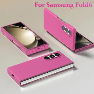 Skin Feel Case for Samsung Galaxy Z Fold 3 4 5 6 7 Fold5 Fold6 Protection Shockproof 2-piece Set Fashion Candy Rose Red Cover