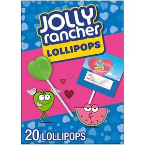 JOLLY RANCHER Assorted Fruit Flavored, Valentine's Lollipops Box, 9.2 oz (20 Pieces) JOLLY RANCHER Assorted Fruit Flavored, Valentine's Lollipops Box, 9.2 oz (20 Pieces)